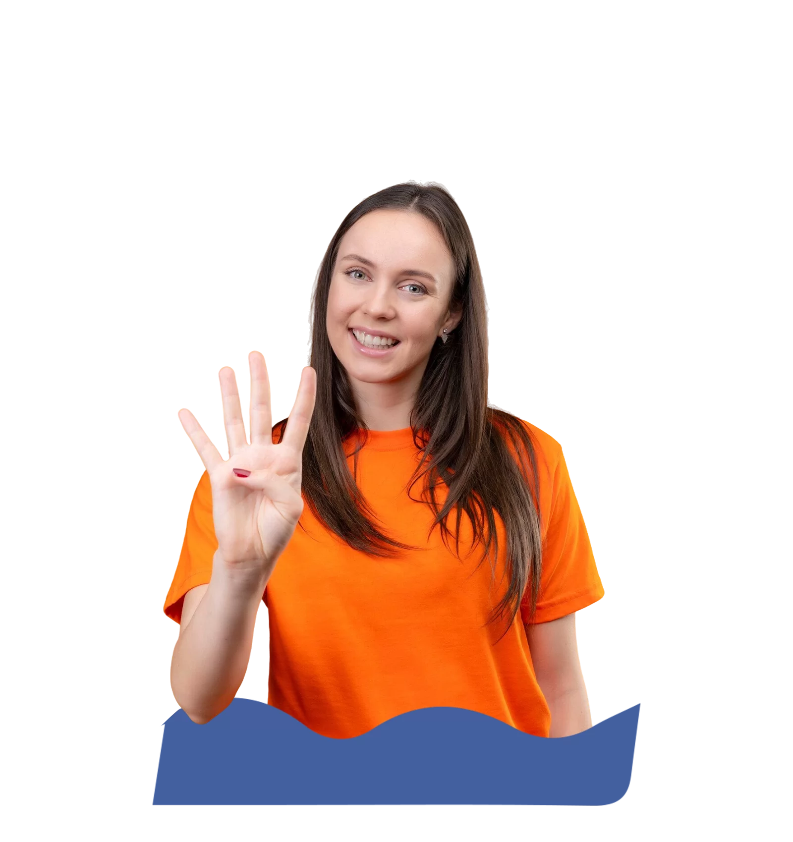 hermosa-joven-vestida-camiseta-naranja-mostrando-apuntando-arriba-dedos-numero-cuatro-pie-sobre-fondo-naranja-aislado hermosa-joven-vestida-camiseta-naranja-mostrando-apuntando-arriba-dedos-numero-cuatro-pie-sobre-fondo-naranja-aislado